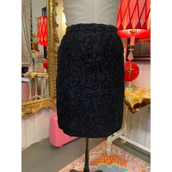 vintage 1980s black brocade 2 piece cocktail suit raul blanco s/m statement 80s - Picture 3 of 13